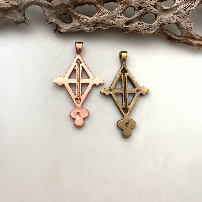 Solid Brass Diamond Shaped Tuareg Cross Pendant (Available In 2 Options) (SBC29)