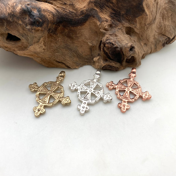 Solid Brass Ethiopian Cross Pendant (Available In 3 Options) (SBC26)