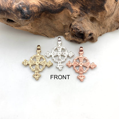 Solid Brass Ethiopian Cross Pendant (Available In 3 Options) (SBC26)