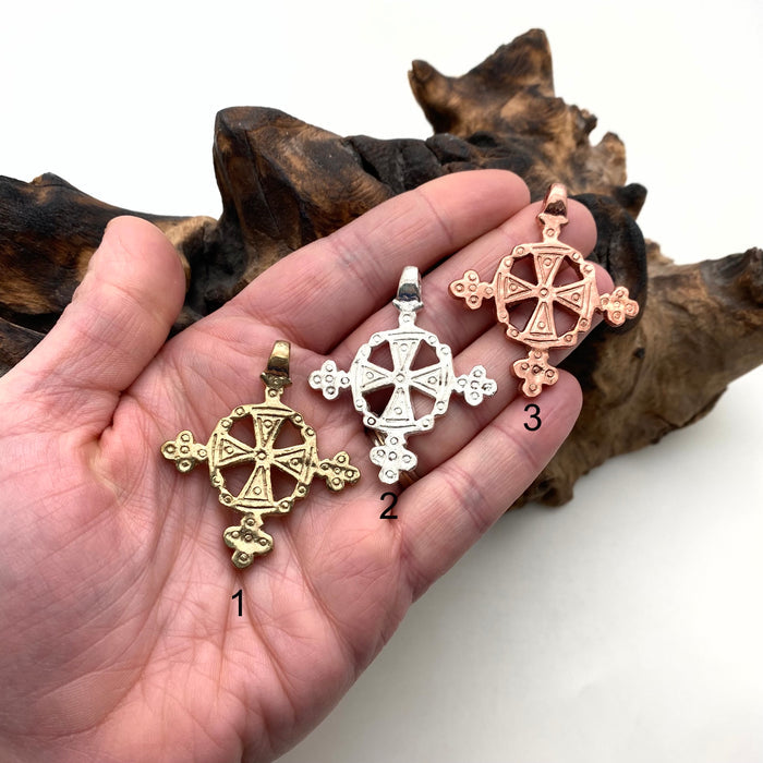 Solid Brass Ethiopian Cross Pendant (Available In 3 Options) (SBC26)