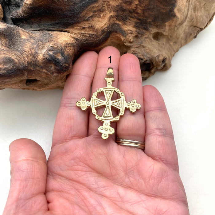 Solid Brass Ethiopian Cross Pendant (Available In 3 Options) (SBC26)