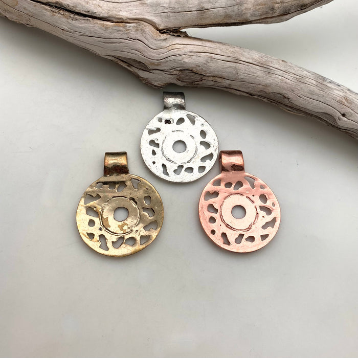 Solid Brass Round Swirl Medallion Pendant (Available In 3 Options) (BP105)