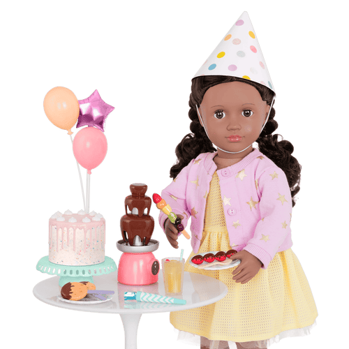 18-inch doll with birthday party playset