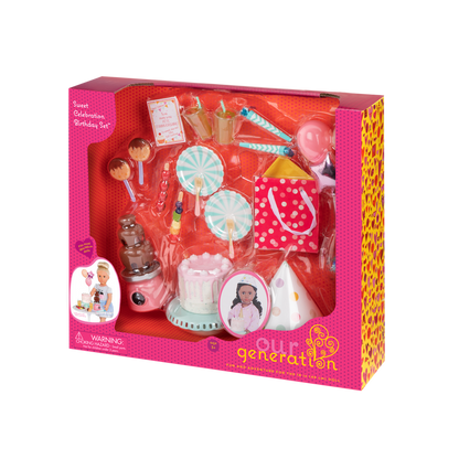 18-inch doll with birthday party playset