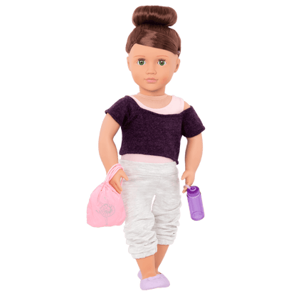 18-inch doll with brown hair, green eyes, ballerina accessories and storybook