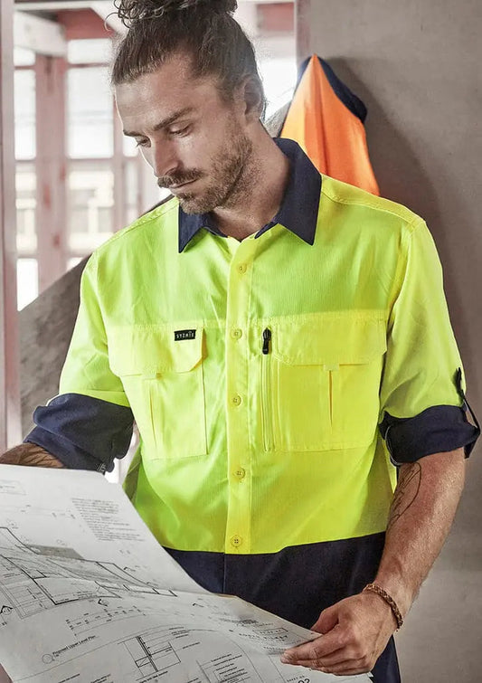 SYZMIK mens hi vis outdoor long sleeve shirt ZW468 Work Wear Syzmik