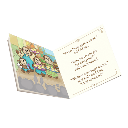 Miniature monkey figurine set with storybook