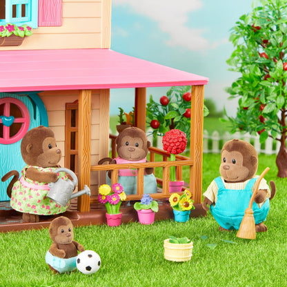 Miniature monkey figurine set with storybook