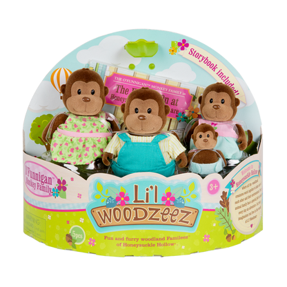 Miniature monkey figurine set with storybook