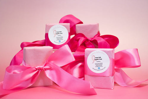 Think Pink Organic Soap wrapping in big pink bow