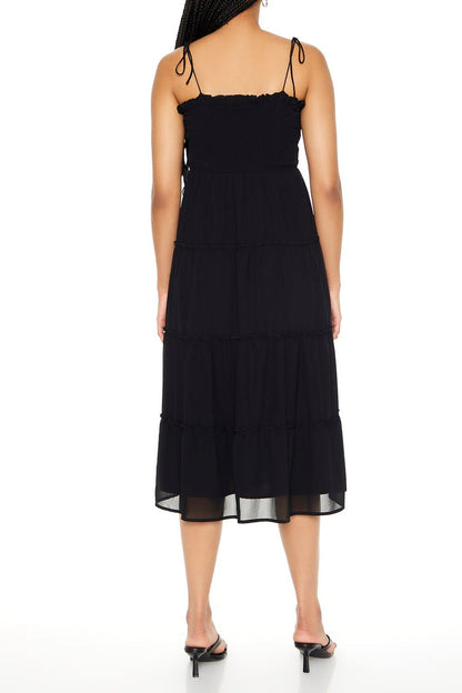 Tiered Self-Tie Cami Midi Dress