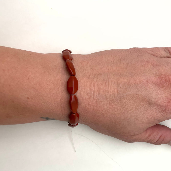 Vintage 1970s Gingerbread Brown Elongated Octagon Czech Glass Beads (8x15mm) (BRCG72)