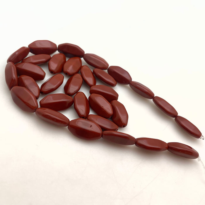 Vintage 1970s Gingerbread Brown Elongated Octagon Czech Glass Beads (8x15mm) (BRCG72)