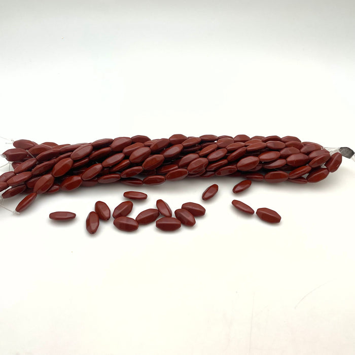 Vintage 1970s Gingerbread Brown Elongated Octagon Czech Glass Beads (8x15mm) (BRCG72)