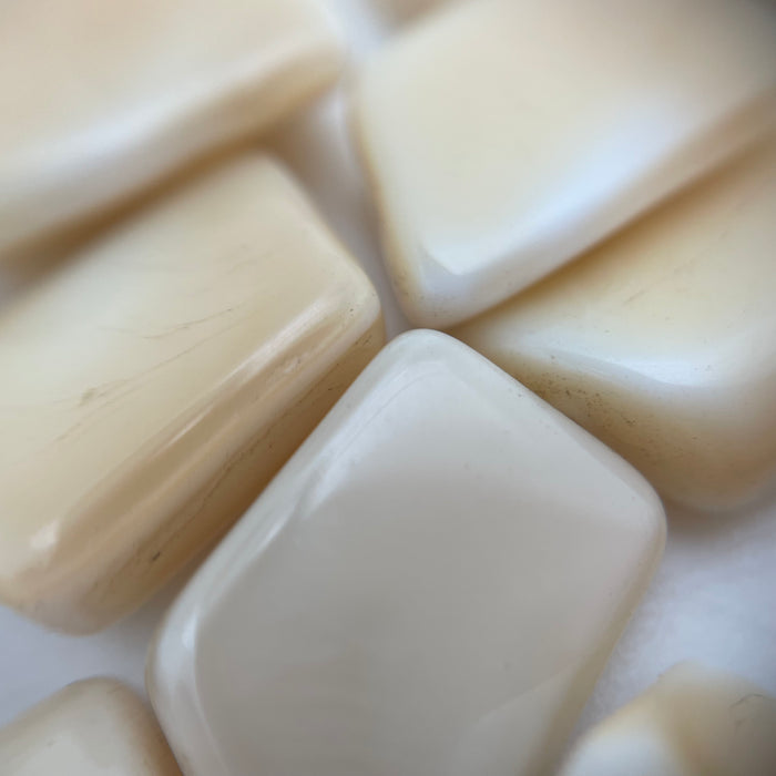 Vintage German Beige & White Flat Angled Rectangle Glass Beads (12x17mm) (BRGG2)
