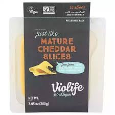 VIOLIFE 100% DAIRY FREE MATURE CHEDDAR CHEESE SLICE ALTERNATIVE 7.05 OZ 10 ea