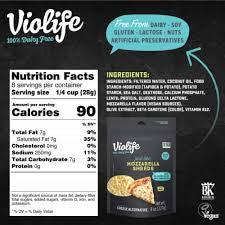 VIOLIFE 100% DAIRY FREE MOZZARELLA SHREDS CHEESE ALTERNATIVE 16 OZ
