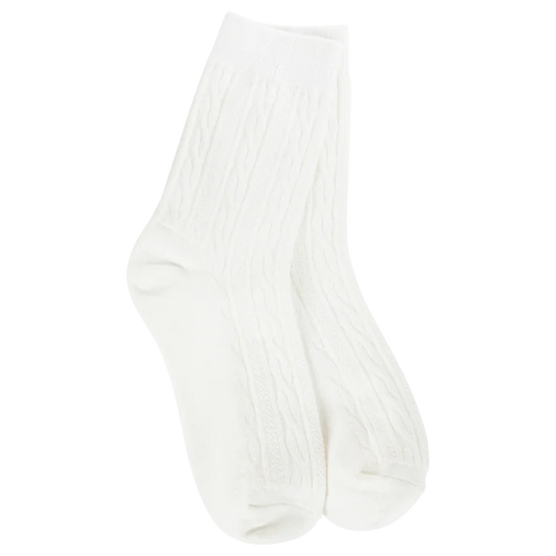 Women's Cloud cable knit mini crew socks featuring an ultra-soft lightweight design for everyday comfort and versatile style.