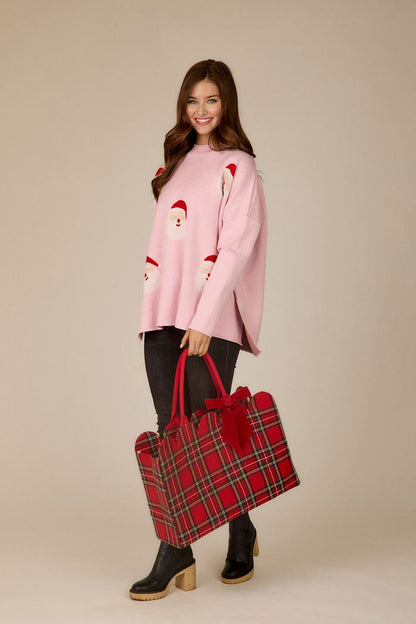 White Tartan Scallop Tote