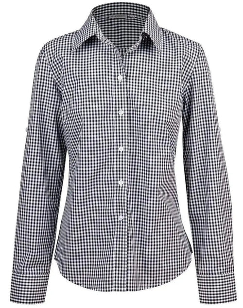 Winning Spirit Ladies’ Gingham Check Long Sleeve Shirt M8300L Metro Workwear.