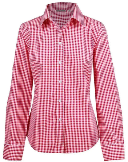 Winning Spirit Ladies’ Gingham Check Long Sleeve Shirt M8300L Metro Workwear.