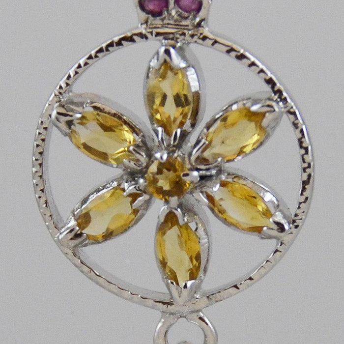 Yellow Earrings Honey Citrine 925 Sterling Silver Daisy Dangle Earring - Kashmir Designs
