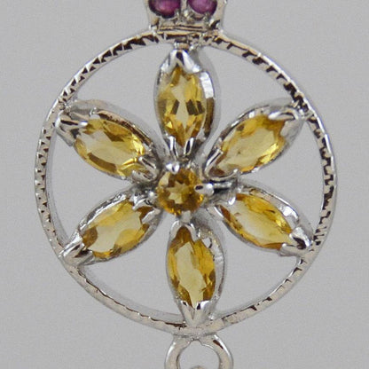 Yellow Earrings Honey Citrine 925 Sterling Silver Daisy Dangle Earring - Kashmir Designs